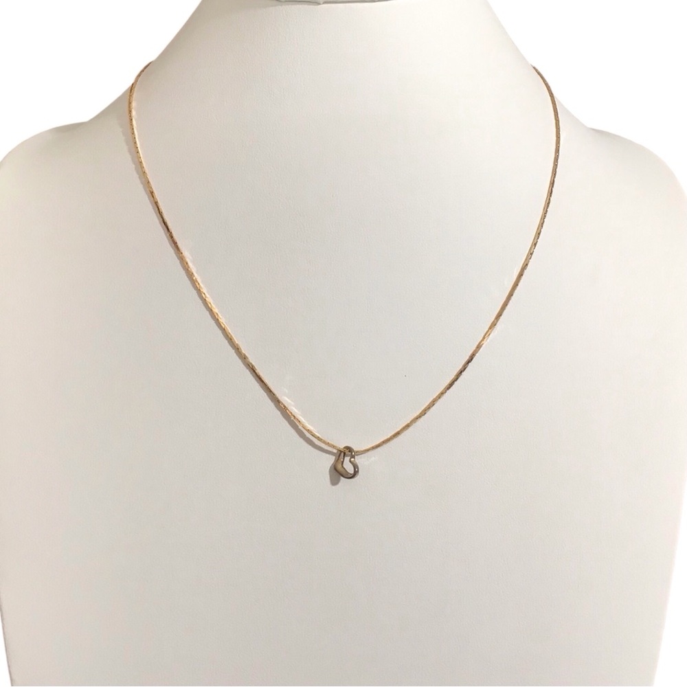 Vtg Amway Heart Necklace Gold Tone Chain Silver Tone Cutout Heart